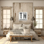 Farmhouse Rustic State Zip Code Tennessee Canvas Print<br><div class="desc">This rustic sign is a simple way to display your love for home. The zip code can be personalised with any zip code in the state. Makes a great gift. Created by Simply Farmhouse Press.</div>