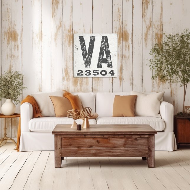 Farmhouse Rustic State Zip Code Virginia Canvas Print (Creator Uploaded)