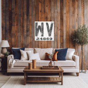 Farmhouse Rustic State Zip Code West Virginia Canvas Print
