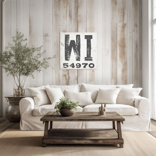 Farmhouse Rustic State Zip Code Wisconsin Canvas Print