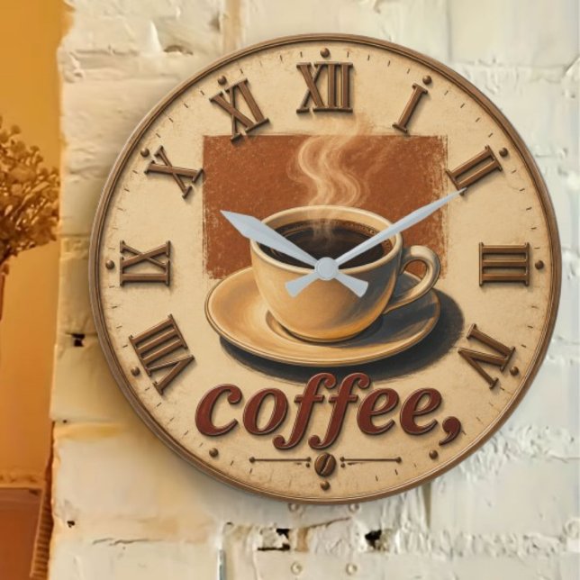  Farmhouse Rustic Vintage Kitchen Coffee Cup  Large Clock (Creator Uploaded)