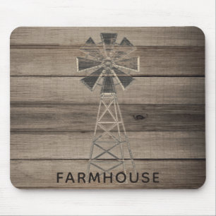 Farmhouse Rustic Weathered Wood Country Wind Mill Mouse Pad