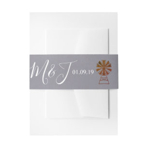 Farmhouse Rustic Windmill Wedding Suite Invitation Belly Band