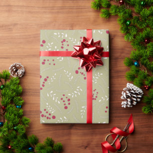 Farmhouse sage green rustic foliage pattern cute wrapping paper