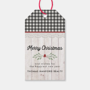 Farmhouse Shiplap & Buffalo Check Christmas Gift Tags