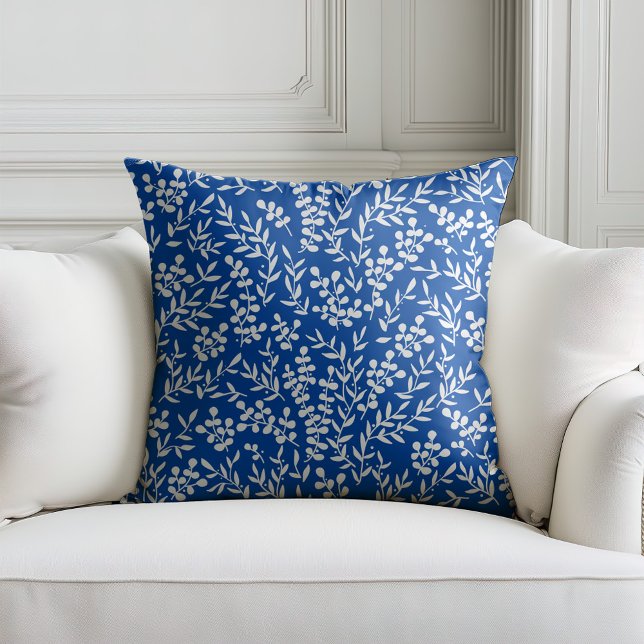 Farmhouse simple floral pattern on blue  cushion (Creator Uploaded)