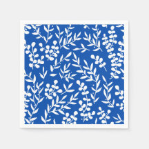 Farmhouse simple floral pattern on blue 