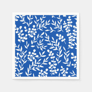 Farmhouse simple floral pattern on blue  napkin