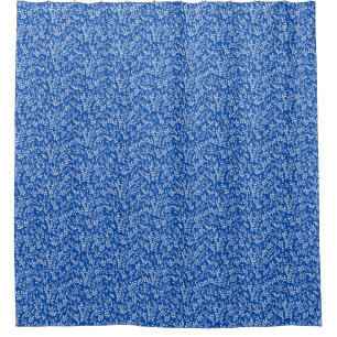 Farmhouse simple floral pattern on blue shower curtain