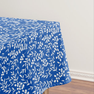 Farmhouse simple floral pattern on blue tablecloth