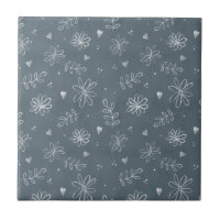 Farmhouse Slate Blue Hand Drawn Ceramic Tile