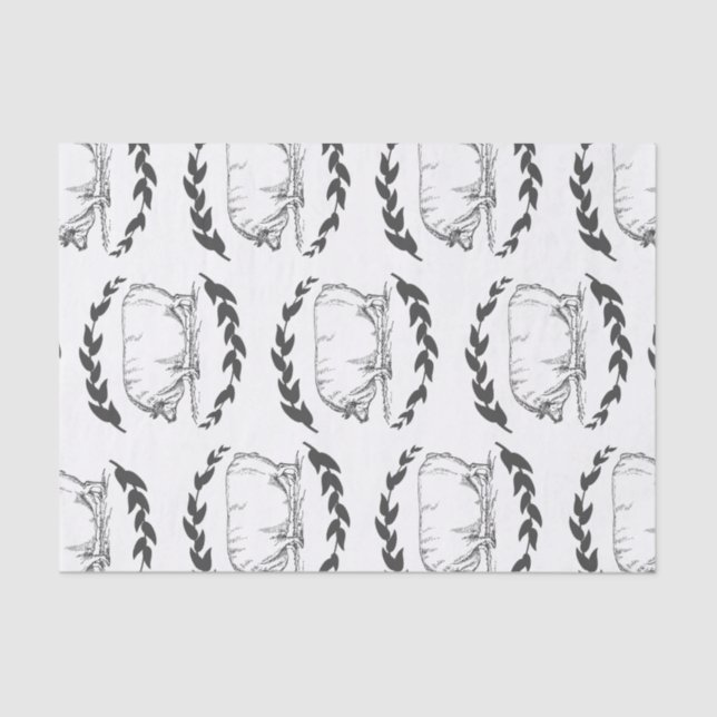 Farmhouse Sow Pigs & Laurels Tissue Paper (Front)