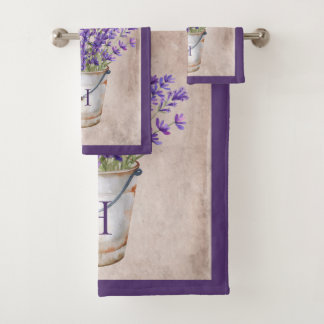 Farmhouse Spring / Summer Lavender in a Bucket Bath Towel Set