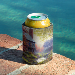 Farmhouse/stream/woods/painting  can cooler