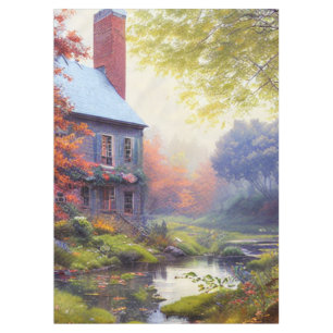Farmhouse/stream/woods/painting tablecloth