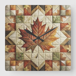 Farmhouse Style Autumn Fall Leaf Wall Clock