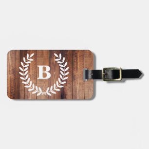 Farmhouse Style Barn Wood Planks & Country Laurels Luggage Tag