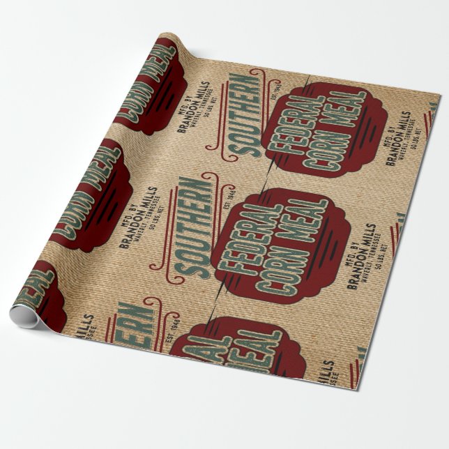 Farmhouse Style Grain Sack design Wrapping Paper (Unrolled)