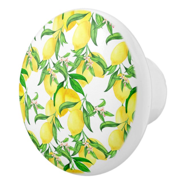 Farmhouse Style Lemons on a Vine Ceramic Knob (Right)