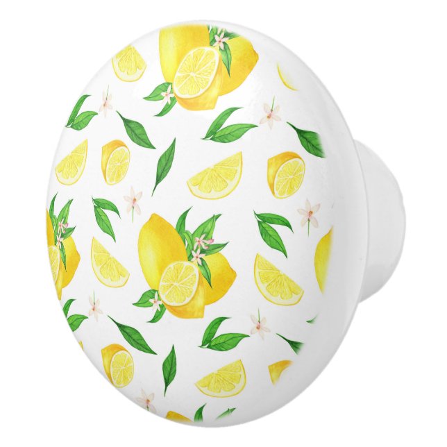 Farmhouse Style Lemons/Slices Ceramic Knob (Right)