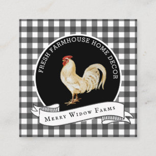 Farmhouse Style Rustic Country Rooster Square Business Card