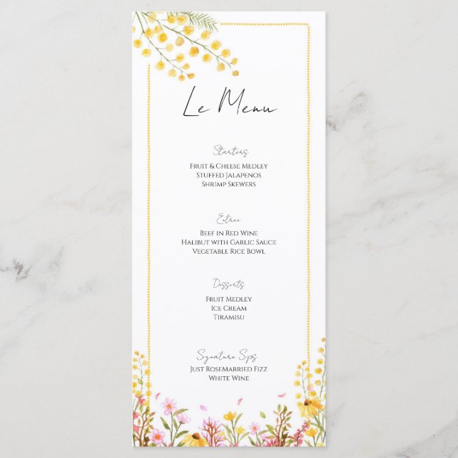 Farmhouse Style Wedding Event Menu Flat Card (Front)