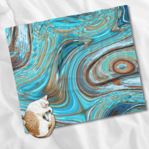 farmhouse teal blue Woodgrain turquoise swirls Fleece Blanket