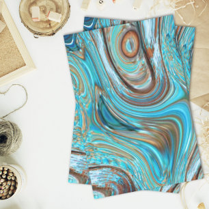farmhouse  teal blue Woodgrain turquoise swirls Tissue Paper