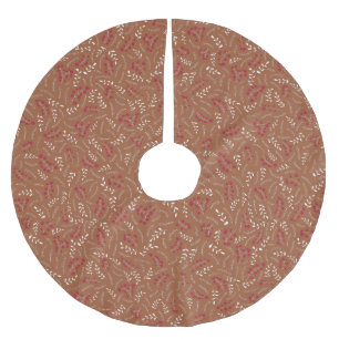 Farmhouse terracotta rustic foliage wreath pattern brushed polyester tree skirt