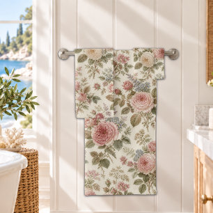 Farmhouse Vintage English Rose Garden Bath Towel Set