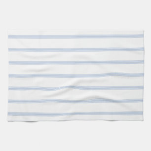 Farmhouse Vintage French Ticking Stripe Blue Grey Tea Towel
