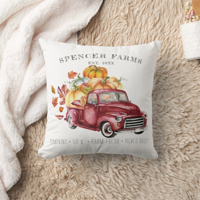 Farmhouse Vintage Harvest Truck Personalised Cushion (Blanket)