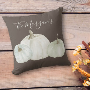 Farmhouse Watercolor Pumpkin Trio Cushion