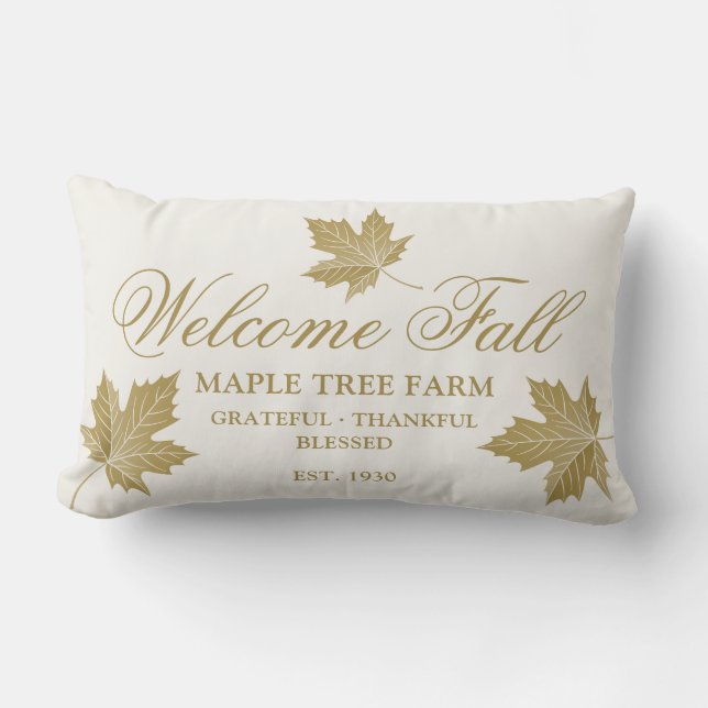 Farmhouse Welcome Fall Custom Name. Lumbar Pillow (Front)