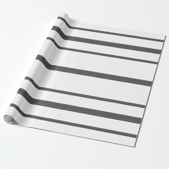 Farmhouse White Black Stripes Gift Wrap (Unrolled)