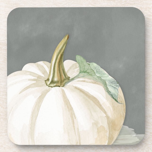 Farmhouse white fall pumpkin coaster (Front)