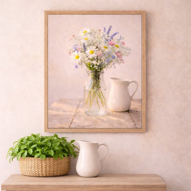 Farmhouse Wildflower Jar and Ceramic Pitcher  Poster (Creator Uploaded)