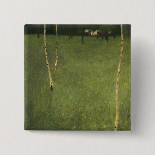 Farmhouse with Birch Trees, 1900 15 Cm Square Badge