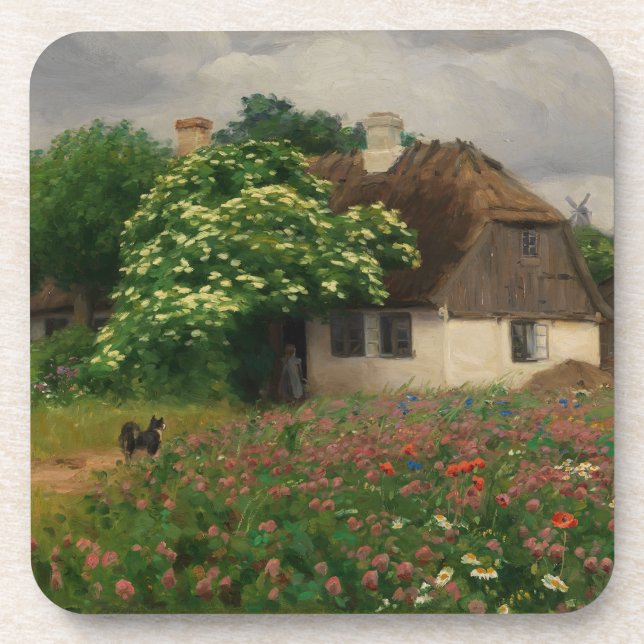 Farmhouse with Meadow Flowers  Coaster (Front)
