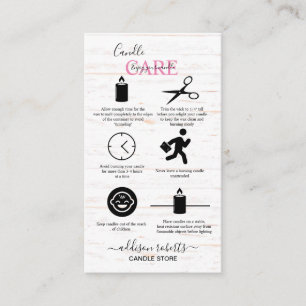 Farmhouse Wood Watercolor Fall Candle Care Business Card