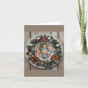 Farmhouse Wreath Customisable Family Christmas Holiday Card