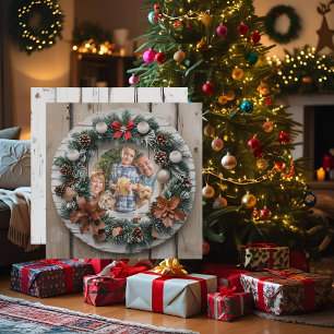 Farmhouse Wreath Customisable Family Christmas Holiday Card