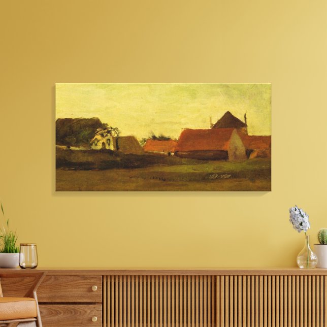 Farmhouses in Loosduinen Hague by Vincent van Gogh Canvas Print (Insitu(LivingRoom))