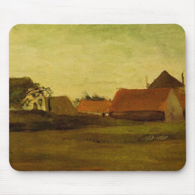 Farmhouses in Loosduinen Hague by Vincent van Gogh Mouse Pad (Front)