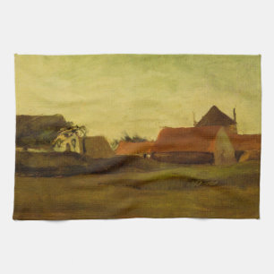 Farmhouses in Loosduinen Hague by Vincent van Gogh Tea Towel