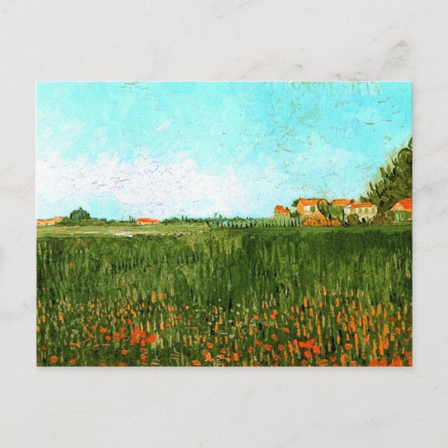 Farmhouses in Wheat Field, Vincent van Gogh Postcard (Front)