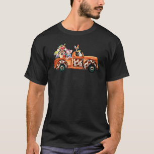 Farming Animals Cute Cow Pig Heifer Dog Flower On  T-Shirt