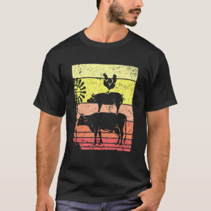 Farming Animals Retro Farmer T-Shirt