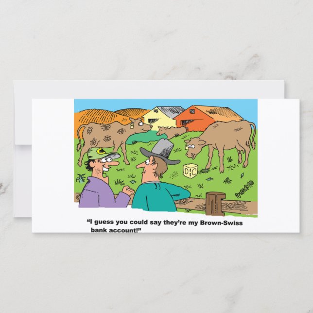 FARMING CARTOON HUMOR ABOUT BROWN SWISS CATTLE (Front)