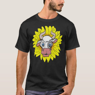 Farming Cow Hippie Sunflower Farmer Farm Animal C T-Shirt